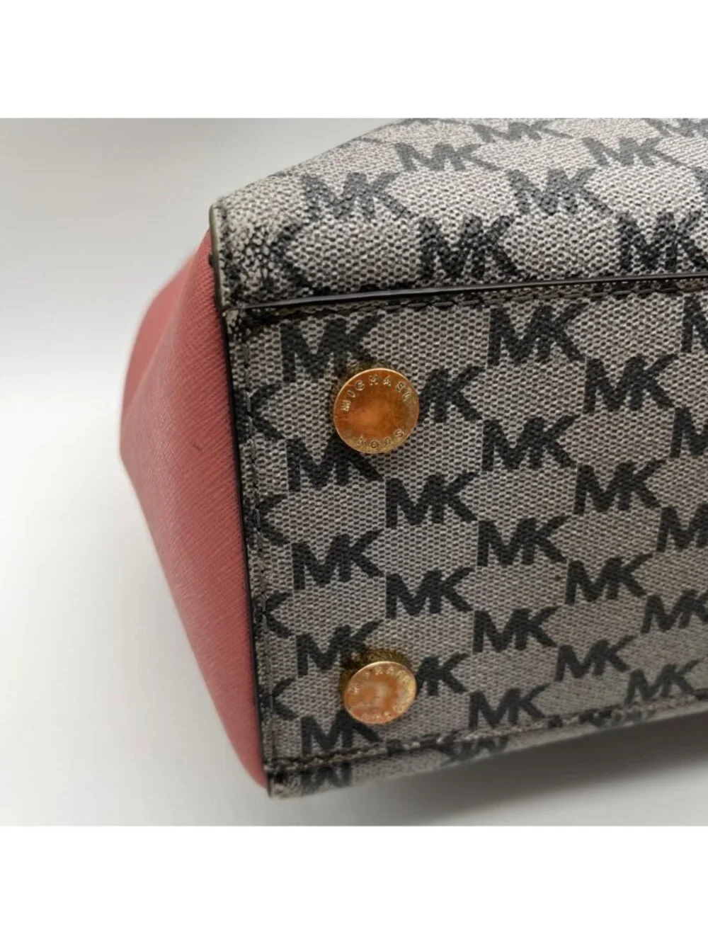 Michael Kors Grey & Pink Coated Canvas Satchel Bag